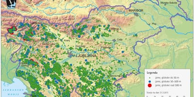 Χάρτης των σπηλαίων στη Σλοβενία